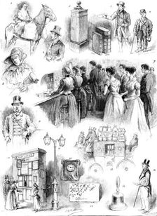 The Penny Postage Jubilee Celebration at Guildhall: exhibition of Post-Office relics..., 1890. Creator: P Naumann