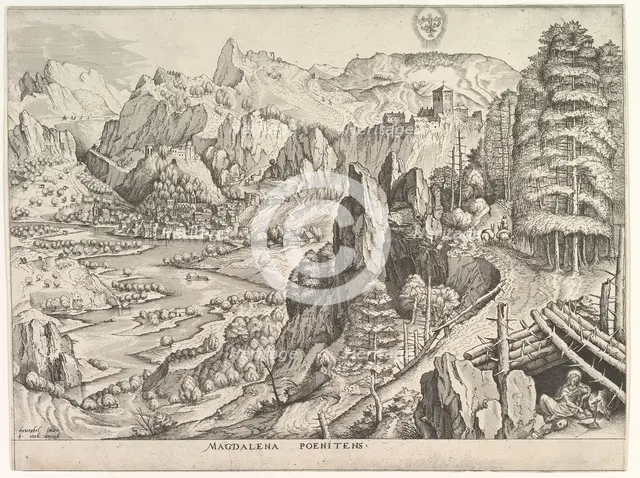 The Penitent Magdalene (Magdalena Poenitens) from The Large Landscapes, ca. 1555-56. Creator: Johannes van Doetecum I.