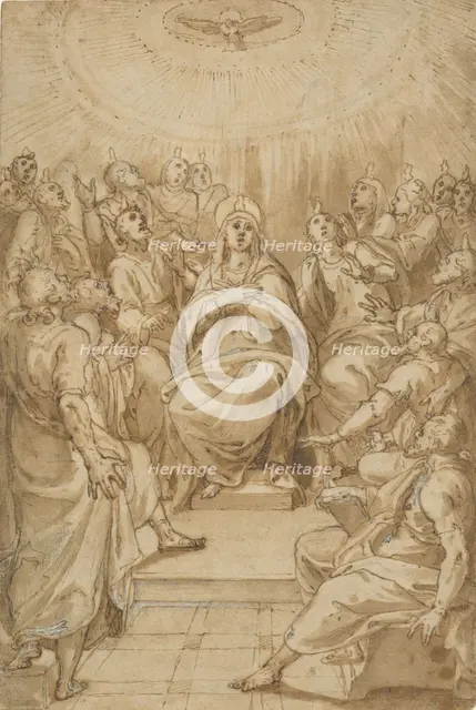 The Pentecost (The Descent of the Holy Spirit), ca. 1576. Creator: Cesare Nebbia.