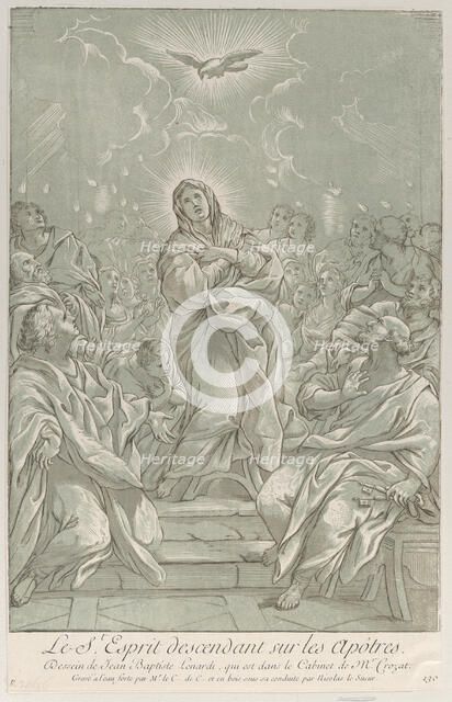 The Pentecost, with the Virgin standing at center, the Holy Spirit above, and Apostles..., ca. 1729. Creator: Caylus, Anne-Claude-Philippe de.