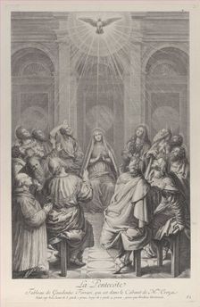 The Pentecost, with the Apostles and the Virgin sitting in a circle, the Holy Spirit ap..., 1729-40. Creator: Frédéric Horthemels