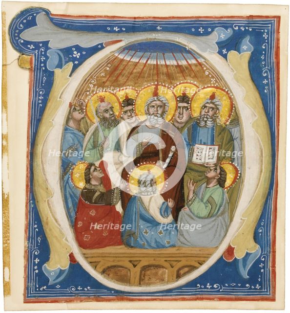 The Pentecost. Initial O from an Antiphoner, ca 1320. Artist: Anonymous  