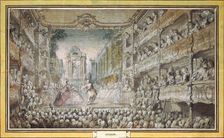 The Performance of "Armida" in the Old Auditorium of the Opera House, after 1761. Creator: Saint-Aubin, Gabriel Jacques de (1724-1780)