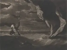 The Perilous Situation of Major Mony, When He Fell into the Sea with His Balloon, June 24, 1789. Creator: John Murphy