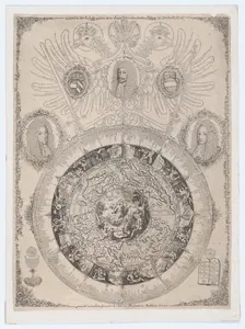 The Perpetual Calendar with Portraits of Leopold I and his sons Joseph and Charles, 1702., 1702. Creator: Johann Michael Püchler