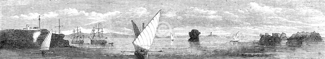 The Persian Expedition - Minora Point and Lighthouse, Kurrachee Harbour, Oyster Rock..., 1857. Creator: Unknown.