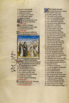 The Personification of Abstinence Leading the Personification of False Pretence..., about 1405. Creator: Unknown