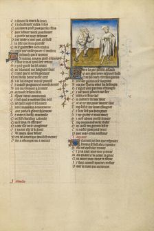 The Personification of Bad Mouth Accusing the Lover; Roman de la Rose, about 1405. Creator: Unknown