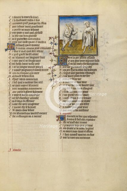 The Personification of Bad Mouth Accusing the Lover; Roman de la Rose, about 1405. Creator: Unknown.