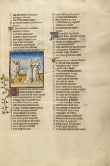 The Personification of Bad Mouth Speaking to the Personifications of Anxiety and Shame, about 1405. Creator: Unknown