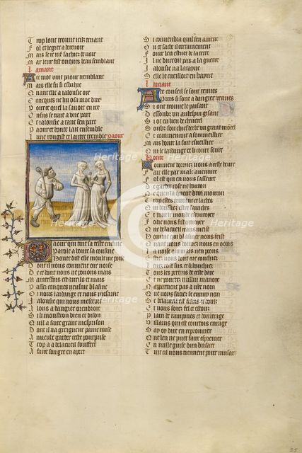 The Personification of Bad Mouth Speaking to the Personifications of Anxiety and Shame, about 1405. Creator: Unknown.