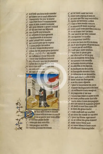 The Personification of False Pretence with Gold Pieces; Roman de la Rose, about 1405. Creator: Unknown.