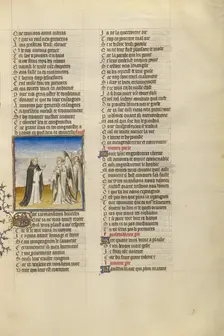 The Personification of False Pretence Speaking with the God of Love; Roman de la Rose, about 1405. Creator: Unknown