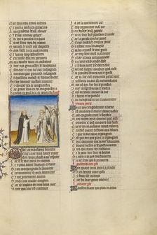 The Personification of False Pretence Speaking with the God of Love; Roman de la Rose, about 1405. Creator: Unknown