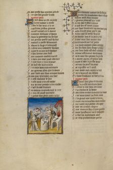 The Personification of Nature Making Birds, Animals, and People; Roman de la Rose, about 1405. Creator: Unknown