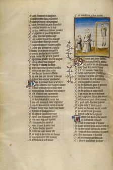 The Personification of Poverty Showing the Captive Riches at the Gallows to her Son, about 1405. Creator: Unknown