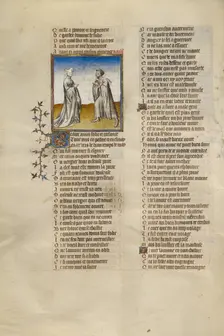 The Personification of Reason Instructing the Lover; Roman de la Rose, about 1405. Creator: Unknown