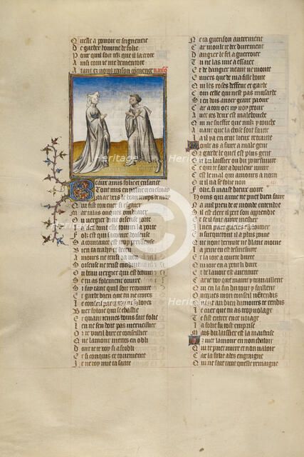 The Personification of Reason Instructing the Lover; Roman de la Rose, about 1405. Creator: Unknown.