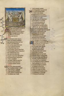 The Personification of Resistance Preventing the Lover from Entering the Rose Garden, about 1405. Creator: Unknown