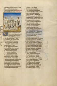 The Personification of Riches Overcome by the Sight of Gold in a Casket; Roman de la Rose,about 1405 Creator: Unknown