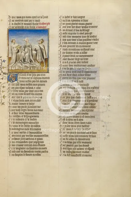 The Personification of Riches Overcome by the Sight of Gold in a Casket; Roman de la Rose,about 1405 Creator: Unknown.