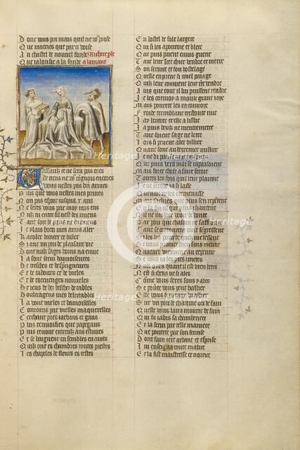 The Personification of Riches Overcome by the Sight of Gold in a Casket; Roman de la Rose,about 1405 Creator: Unknown.