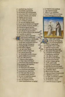 The Personifications of Abstinence and False Pretence; Roman de la Rose, about 1405. Creator: Unknown