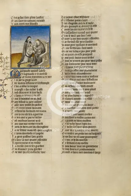The Personifications of False Pretence and Abstinence Cutting out Resistance's Tongue, about 1405. Creator: Unknown.