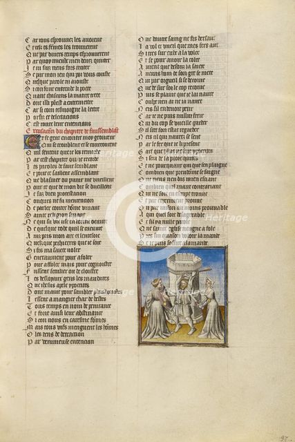 The Personifications of Franchise and Pity Attacking Resistance; Roman de la Rose, about 1405. Creator: Unknown.