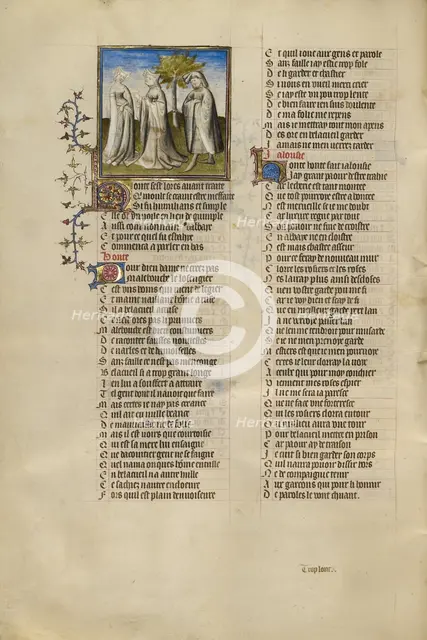The Personifications of Shame and Jealousy Speaking in the Presence of the Lover, about 1405. Creator: Unknown.