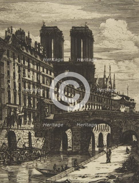 The Petit Pont, Paris, 1850 and later. Creator: Charles Meryon.