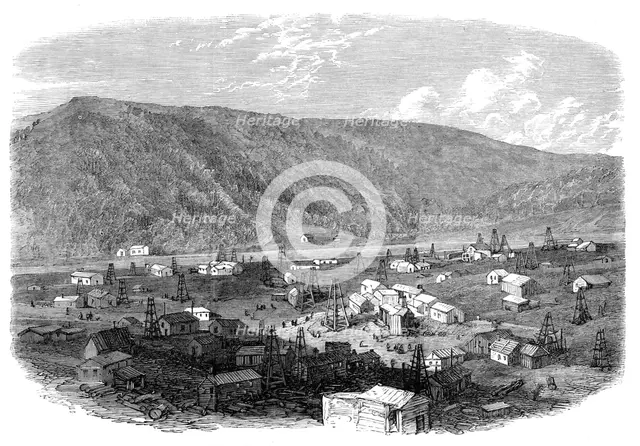 The Petroleum Oil Works at Franklin, Pennsylvania, 1864. Creator: Unknown.