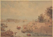 The Petrovsky Island Quay at Saint Petersburg, Mid of the 19th cen. Creator: Sadovnikov, Vasily Semyonovich (1800-1879)