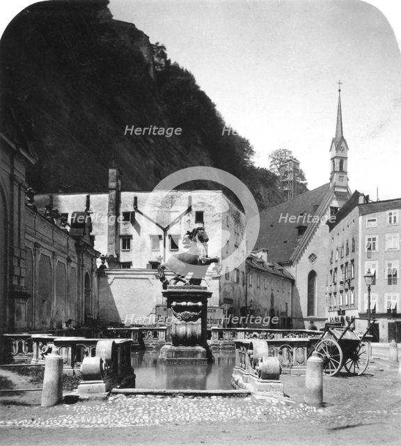 The Pferdeschwemme (horse well), Salzburg, Austria, c1900s.Artist: Wurthle & Sons
