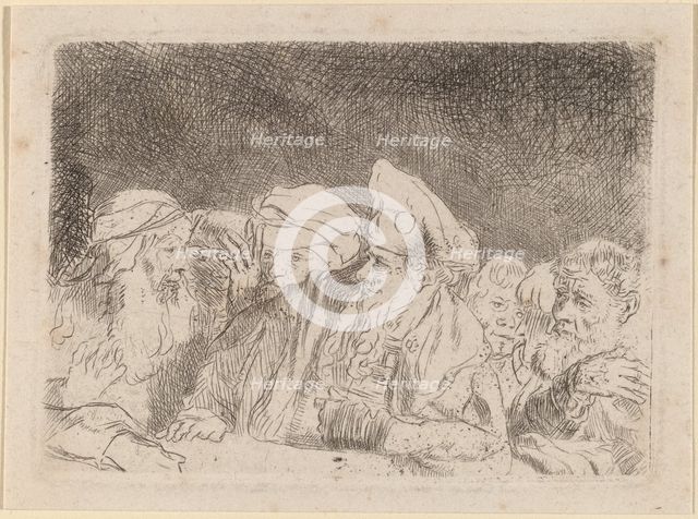 The Pharisees Debating (Fragment from the Hundred Guilder Print), c. 1649. Creator: Rembrandt Harmensz van Rijn.