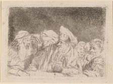 The Pharisees Debating (Fragment from the Hundred Guilder Print), c. 1649. Creator: Rembrandt Harmensz van Rijn