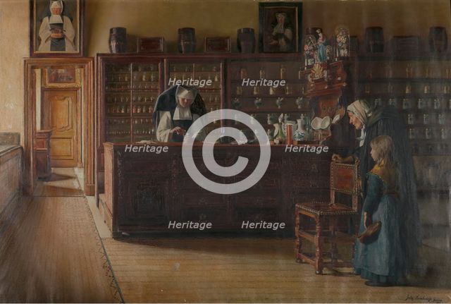 The Pharmacy in the Sint-Janshospitaal in Bruges. Creator: Jules Lambeaux.