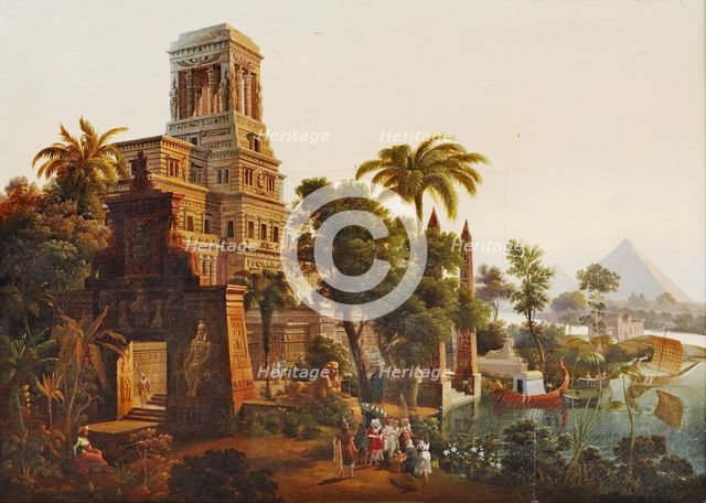 The Pharoah's daughter taking Moses out of the Nile, 1862. Creator: José María Avrial y Flores.