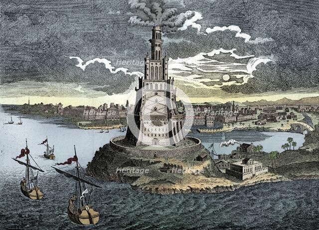 The Pharos of Alexandria, 18th century. Artist: Unknown.