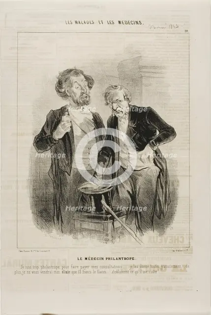 The Philanthropic Doctor (plate 10), 1843. Creator: Charles Emile Jacque.