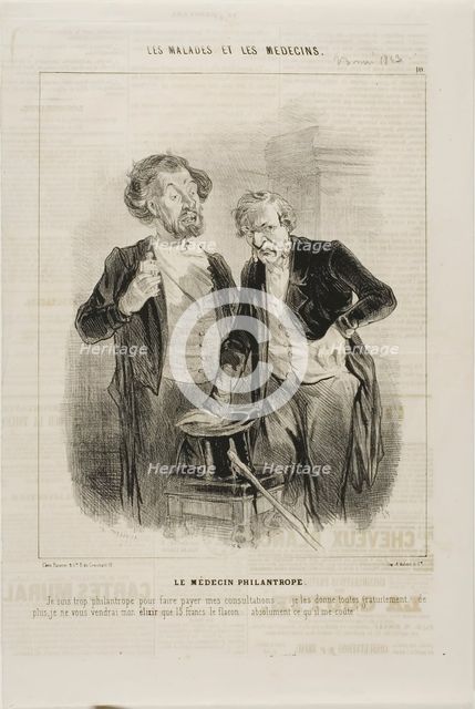 The Philanthropic Doctor (plate 10), 1843. Creator: Charles Emile Jacque.