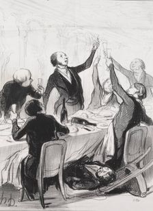 The Philanthropists of the Day, plate 8: A 43d Toast...to the Temperance Society, 1844. Creator: Honoré Daumier (French, 1808-1879)