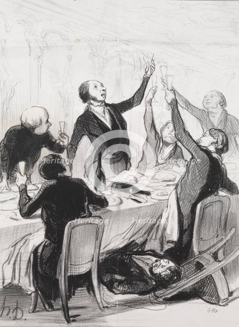 The Philanthropists of the Day, plate 8: A 43d Toast...to the Temperance Society, 1844. Creator: Honoré Daumier (French, 1808-1879).