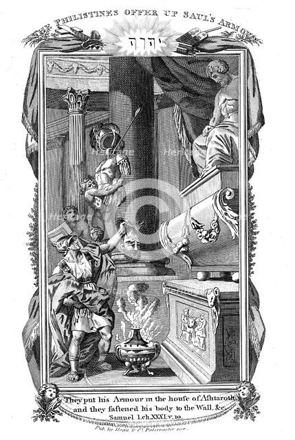 The Philistines offer up Saul's Armour, 1804.  Artist: Anon
