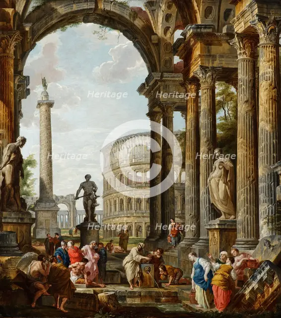 The Philosopher Diogenes Throwing Down His Bowl. Artist: Panini, Giovanni Paolo (1691-1765)