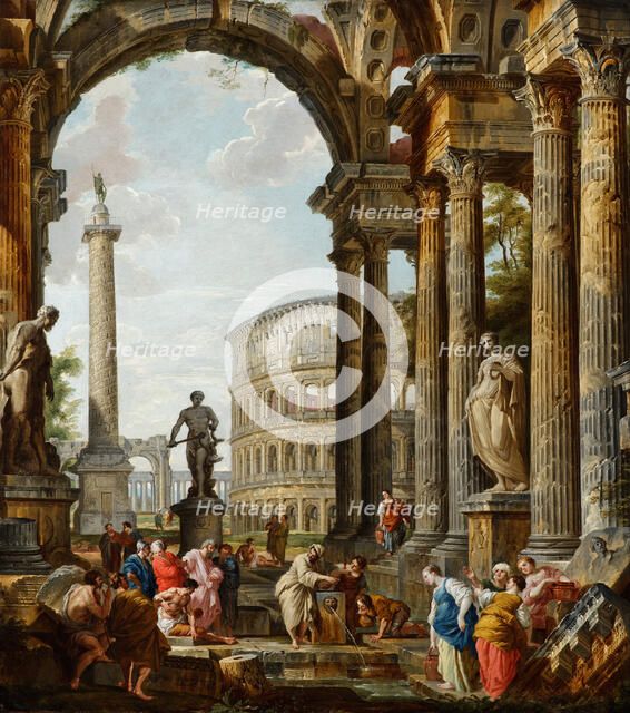 The Philosopher Diogenes Throwing Down His Bowl. Artist: Panini, Giovanni Paolo (1691-1765)