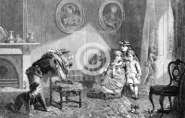"The Photographer", by W. Bromley, in the Exhibition of the Society of British Artists, 1864. Creator: W Thomas.