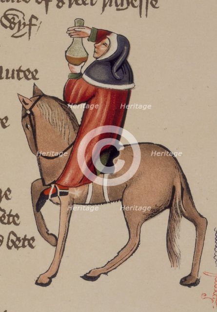 The Physician on horseback and carrying a jar, 1911. Creator: Unknown.