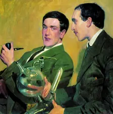 The physicists Pyotr Kapitsa (1894-1984) and Nikolay Semyonov (1896-1986), 1921. Creator: Kustodiev, Boris Michaylovich (1878-1927)