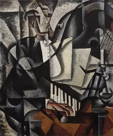 The Pianist, 1915. Creator: Popova, Lyubov Sergeyevna (1889-1924)